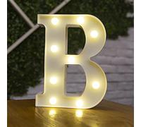 Tiardey Lettre Allume la Forme de Symbole de LED, Lampes de Table de chapiteau en Plastique d'alphabet,fête de Mariage d'anniversaire Tous Les Jours à la Maison tenture Murale Decor-B