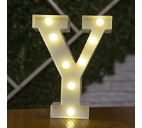Tiardey Lettre Allume la Forme de Symbole de LED, Lampes de Table de chapiteau en Plastique d'alphabet, fête de Mariage d'anniversaire Tous Les Jours à la Maison tenture Murale Decor-Y