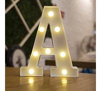 Tiardey Lettre Allume la Forme de Symbole de LED, Lampes de Table de chapiteau en Plastique d'alphabet, fête de Mariage d'anniversaire Tous Les Jours à la Maison tenture Murale Decor-A