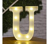 Tiardey Lettre Allume la Forme de Symbole de LED, Lampes de Table de chapiteau en Plastique d'alphabet, fête de Mariage d'anniversaire Tous Les Jours à la Maison tenture Murale Decor-U