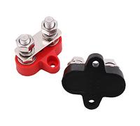Tiardey Lot de 1 paire de bornes de barre de bus isolées avec goujons de batterie isolés M8 double goujons avec barre de bus, max 48 V DC 80 A pour camions,camping-cars,bateaux-Rouge Noir