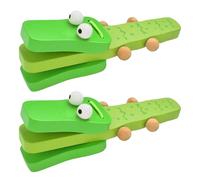 Tiardey Lot de 2 castagnettes Crocodiles en Bois, Instrument de Musique pour Tout-Petits, Ensemble de castagnettes à Long Manche, Jouets de Percussion éducatifs pour Tout-Petits, Design Vert Amusant