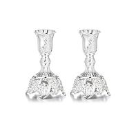 Tiardey Lot de 2 Chandeliers de Shabbat de 9,9 cm (3,9 Pouces) pour Bougies Coniques, Chandeliers ornés pour la décoration de la Maison, du Bureau ou d'une Table de Mariage - Argent