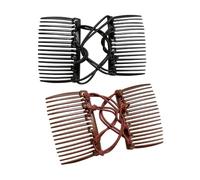 Tiardey Lot de 2 Peignes à Cheveux Doubles en Plastique réglables et élastiques, Peignes à Chignon faciles Pinces à Cheveux à Double glissière, Peignes pour Cheveux bouclés, épais et ondulés