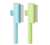 Tiardey Lot de 2 peignes anti-puces pour chat - Pour nettoyer les poils de votre animal de compagnie - Avec interrupteur - Appuyez légèrement pour enlever le désordre - Vert, bleu