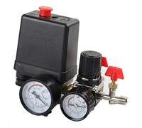 Tiardey Pressostat Vanne de commande de compresseur d'air 90-120PSI + Régulateur de pression,Compresseur d'air Vanne de sortie carrée à quatre trous Vanne de sécurité 2 points