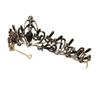 Tiare Baroque Vintage en Alliage Noir, Cristaux pour Cheveux Filles | Coiffe Élégante, Éclat sous Lumière, Port Confortable, pour Mariées et Demoiselles D’honneur