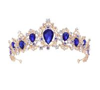 Tiare de Mariage Couronne Impériale en Pierre Bleue pour Mariée