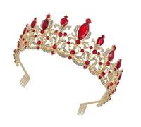 Tiare de Mariée Charmante, Couronne de Mariage Rouge en Alliage | Cristaux, Coiffe Élégante pour Fille et Mariée, Usage Célébrations et Performance, Confortable