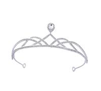 Tiare de Mariée en Cristaux Argentée, Couronne Classique Élégante | Alliage de Zinc, Coiffe Délicate pour Banquet et Prise de Vue, Style Unique Mise en Place Facile