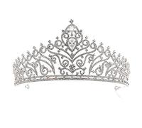 Tiare en épingle à cheveux, Crown vintage Headpice Hair Jewelry décor pour femmes filles mariées de la mariée de la mariée Princesse d'anniversaire de mariage d'anniversaire, une taille,