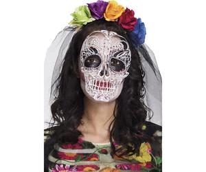 Tiare La Calaca - BOLAND - Accessoire Halloween avec voile et fleurs colorées