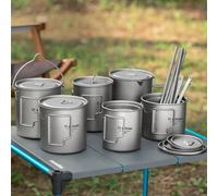 Tiartisan extérieur titane léger Portable thé tasse à café poignée pliante Camping tasse d'eau pour randonnée voyage 200ML