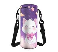Tiasarato Sac de transport léger pour bouteille d'eau avec sangle réglable pour femme - Housse de protection anti-poussière, Chat Kawaii, Organiseur de sac