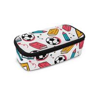 Tiasarato Trousse à crayons de grande capacité pour enfants avec doublure facile à nettoyer (5 à 12 ans), Livre de football de dessin animé, Pochette à monnaie