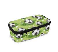Tiasarato Trousse à crayons pour tout-petits de 5 à 12 ans de grande capacité avec fermeture éclair pour l'école primaire, Ballon de football vert, Pochette à monnaie