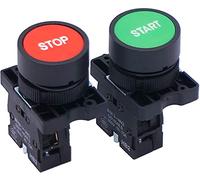 Tiass Interrupteur à Bouton-poussoir NO NC Démarrage Arrêt Commutateur de Bouton Poussoir AC 660 V 10A HB2-Start/Stop