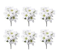 TIAVNTD Lot de 6 bouquets de poinsettia artificiels blancs - 7 tiges de chaque - Décorations de vacances pour l'intérieur ou l'extérieur