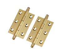 Tiazza Lot de 2 charnières de 75 mm en laiton pur, style antique, pour porte de placard, tiroir, double perle (doré)