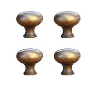 Tiazza Lot de 4 boutons de tiroir en laiton massif avec poignée minimaliste moderne (Bronze Ancien)