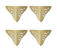 Tiazza Lot de 4 protections d'angle en laiton vieilli avec motif nuage sur les deux côtés pour meubles de bureau, boîte à bijoux (doré)