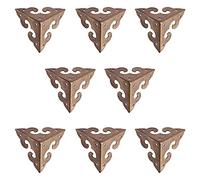Tiazza Lot de 8 protections d'angle miniatures vintage en laiton pur avec motif nuage creux - Quincaillerie antique - Décoration de bijoux en bois - Boîte cadeau - Armoire à trois côtés - Protection