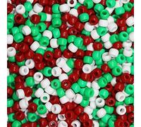 Tibaoffy Crafts Mélange de perles Rouge/blanc/vert 6 x 9 mm Environ 1 000 perles