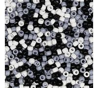 Tibaoffy Mix noir blanc gris Perles 6 x 9 mm, Perles poney Total environ 1000 grains