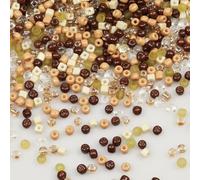 Tibaoffy Mixte Café Orange clair Blanc Perles de verre de Taille 6/0 4 mm pour la fabrication de bijoux (Total Environ 100g Environ 1200pcs)