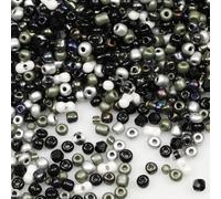 Tibaoffy Mixte noir et blanc Perles de verre de Taille 6/0 4 mm pour la fabrication de bijoux (Total Environ 100g Environ 1200pcs)