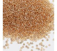 Tibaoffy Perles champagne transparent avec doublure argentée, taille 8/0, perles de rocaille en verre de 3 mm pour la fabrication de bijoux (environ 100 g, environ 3600 pièces)