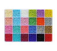 Tibaoffy Perles de rocaille en verre de 3 mm avec boîte de rangement pour la fabrication de bijoux (24 ensembles multicolores assortis, environ 7 440 pièces au total)