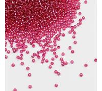 Tibaoffy Perles en verre transparent rose rouge avec doublure argentée, taille 8/0, perles de rocaille en verre de 3 mm pour la fabrication de bijoux (environ 100 g, environ 3600 pièces)