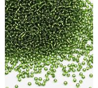 Tibaoffy Perles en verre vert foncé transparent avec doublure argentée, taille 8/0, perles de rocaille en verre de 3 mm pour la fabrication de bijoux (environ 100 g, environ 3600 pièces)