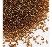 Tibaoffy Perles marron clair transparent avec doublure argentée, taille 8/0, perles de rocaille en verre de 3 mm pour la fabrication de bijoux (environ 100 g, environ 3600 pièces)