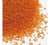 Tibaoffy Perles orange transparent avec doublure argentée, taille 8/0, perles de rocaille en verre de 3 mm pour la fabrication de bijoux (environ 100 g, environ 3600 pièces)