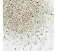 Tibaoffy Perles transparentes avec doublure argentée, taille 8/0, perles de rocaille en verre de 3 mm pour la fabrication de bijoux (environ 100 g, environ 3600 pièces)