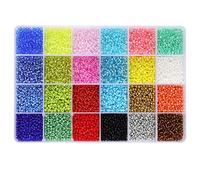 Tibaoffy Taille 8/0 Crafts Perles de rocaille en verre 3 mm Perles de poney avec boîte de rangement pour la fabrication de bijoux (24 ensemble multicolore assorti, total d'environ 9000 pièces)