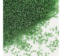 Tibaoffy Transparent vert foncé avec doublure argent Taille 12/0 Perles de verre artisanal 2 mm pour la fabrication de bijoux (Total Environ 100g Environ 11000pcs)