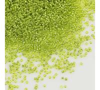 Tibaoffy Vert clair transparent avec doublure argent Taille 12/0 Perles de verre artisanal 2 mm pour la fabrication de bijoux (Total Environ 100g Environ 11000pcs)