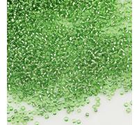 Tibaoffy Vert transparent avec doublure argent Taille 12/0 Perles de verre artisanal 2 mm pour la fabrication de bijoux (Total Environ 100g Environ 11000pcs)