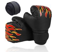 Tibapla 2 Pièces Gants de Boxe pour Enfants, Réglables pour Arts Martiaux en PU Gants Dentraînement Primaire avec 1 Paire Bandages de Boxe pour L'entraînement, Adaptés