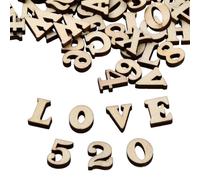 Tibapla 400 Pièces Lettres en Bois et Numéros en Bois, Alphabet et chiffres en Bois pour Non Peints Bricolage Décorations, Lettre Majuscule Couleur Naturelle pour Enfant Scrabble Début Éducatifs Jouet