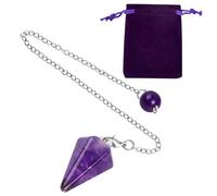 Tibapla Améthyste Pendule, Pendule en Cristal, Pendule en Pierre d'Améthyste, Pendule en Cristal de Guérison d'Améthyste, Pendule Pendentif Chakra Reiki, Améthyste Pendule pour la Radiesthésie