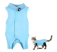 Tibapla Combinaison de Récupération de Chat, Body Post-Chirurgie pour Chaton, Gilet de Récupération Anti Léchage pour Chats Chiens, Collier Alternatif pour Abdominales Maladies (Bleu, L)