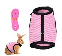 Tibapla Harnais Lapin Réglable avec Laisse Élastique - Gilet Souple pour Lapins et Cochons d'Inde - Corde de Traction Incluse (Rose, M)