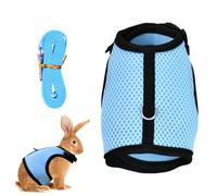 Tibapla Harnais Lapin Réglable, Laisse Élastique Gilet Souple avec Corde de Traction pour Lapins et Cochons d'Inde (Bleu, S)
