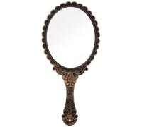 Tibapla Miroir à Main avec Poignée Vintage, Miroir Ovale Bronze, Miroir de Maquillage Portable, Miroir à Main en Plastique avec Poignée pour Coiffure, Maquillage, Maison, Voyage