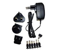 Tibelec 194130 Bloc d'alimentation universel avec commutateur et polarité réversible, utilisable dans + de 50 pays, Noir