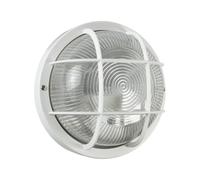 tibelec 340210 Hublot Rond avec Grille Plastique, E27, 100 W, Blanc, 98 X 200 mm